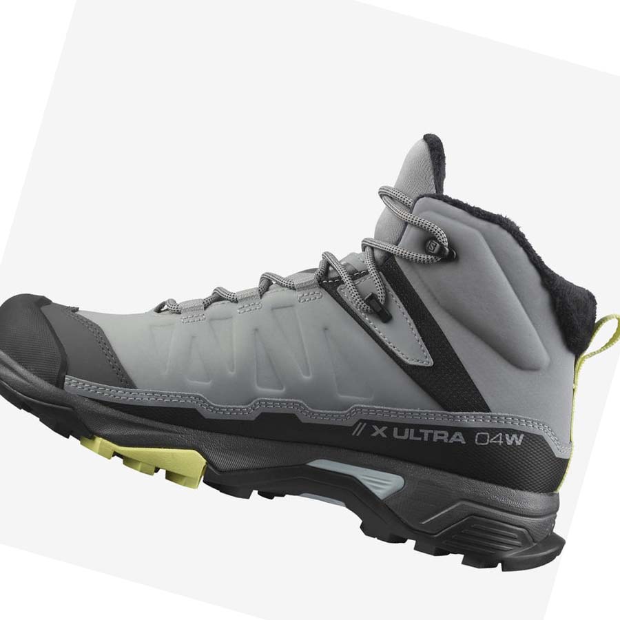 Salomon X ULTRA 4 MID WINTER THINSULATE™ CLIMASALOMON™ WATERPROOF Kadın Kışlık Botlar Gri | TR 2610OKI